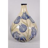 A Moorcroft style tulip pattern vase, 12" high
