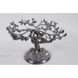 A C19th silver plated table centrepiece stand made in the form of an ancient, twisted tree, the