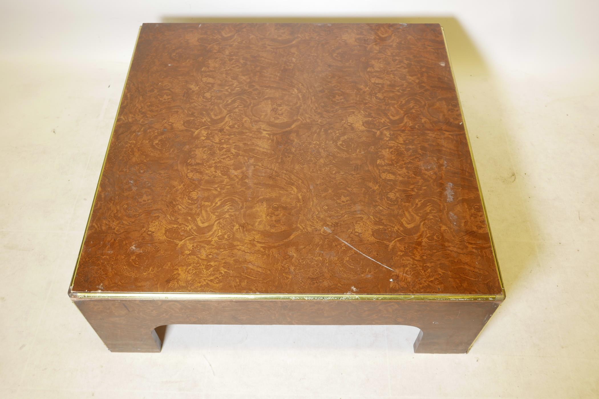 A burr wood table with brass mounts, A/F losses - Image 2 of 4