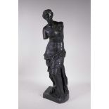 An early C19th bronze figure of the Venus de Milo, well patinated and inscribed to base, reduction