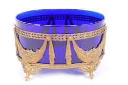 A French blue glass over bowl in a classical ormolu mount, 5¾" wide, 3½" high
