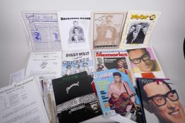 A quantity of assorted rock and roll ephemera, including magazines, pictures, letters etc, some