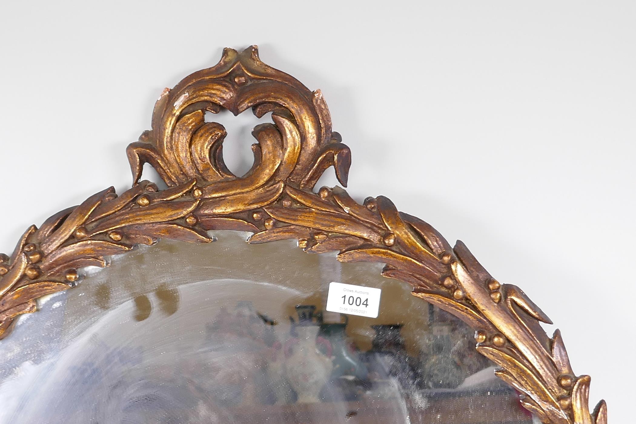 A vintage circular wall mirror with moulded acanthus leaf gilt frame, 25" diameter - Image 2 of 2