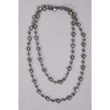 An uncut diamond necklace, 40" long