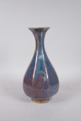 A Chinese Jun ware octagonal pear shaped vase, 10½" high