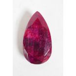 A 106ct natural ruby pear fancy cut, Gemological Society of India certified, with certificate