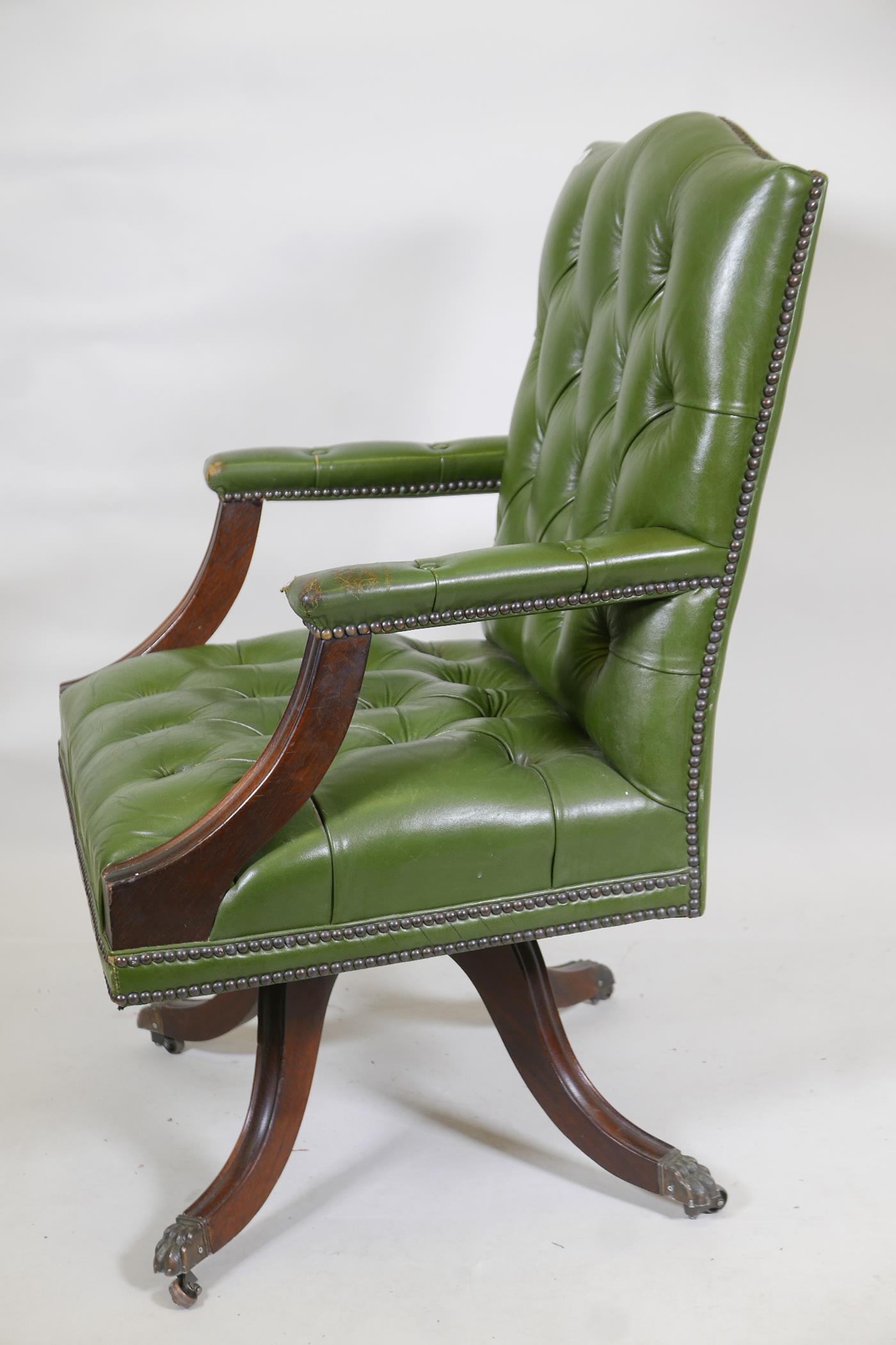 A button leather swivel desk armchair - Image 2 of 2