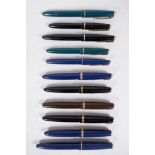 A collection of Parker fountain pens to include six 'Duofold', two '17 Lady' a Junior and two