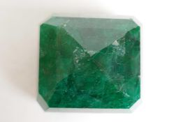 A 304ct emerald cut emerald gemstone collectable, Gemological Society of India certified, with