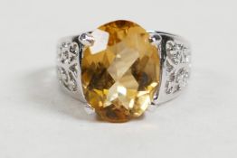 An 11ct citrine sterling silver ring, stamped 925