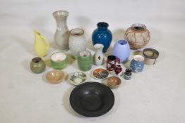 A collection of 20 studio and other pottery, including Denby, French Gres Veritable, largest 14"