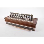 A late C19th/early C20th Continental rosewood flutina with mother of pearl and brass keys, 12½" x