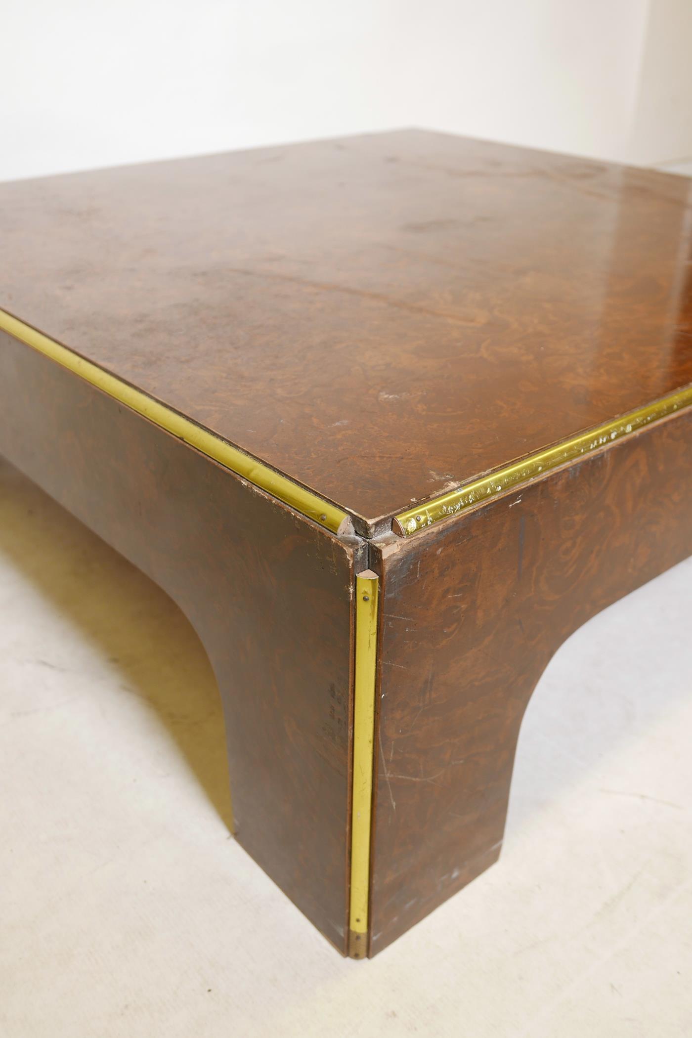 A burr wood table with brass mounts, A/F losses - Image 3 of 4