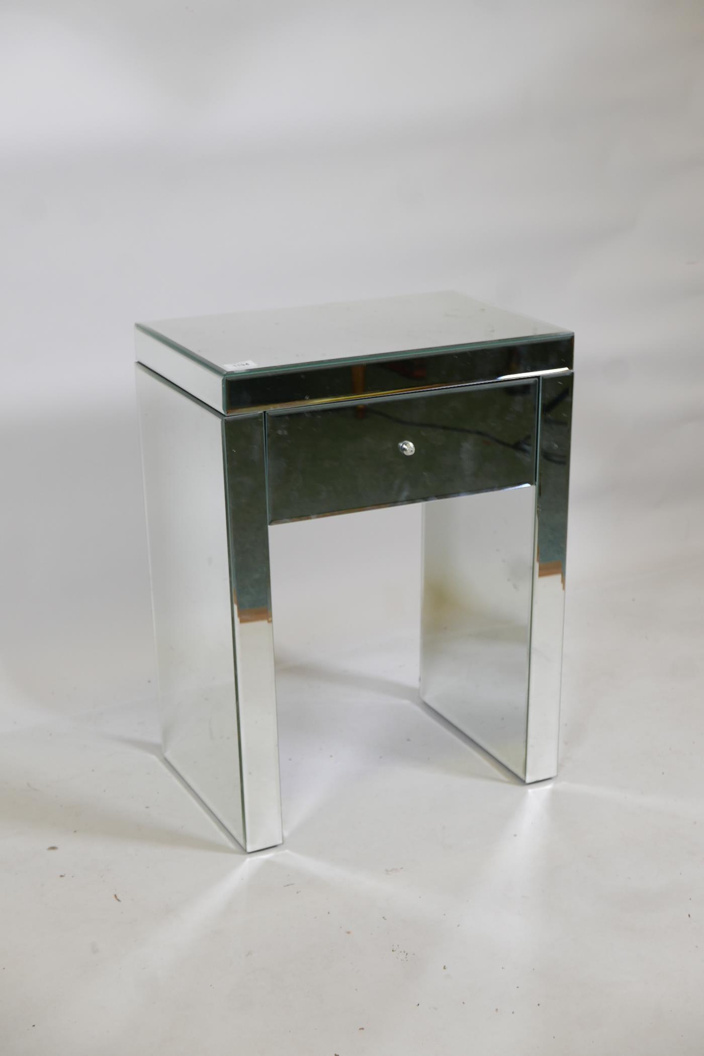 A contemporary mirrored glass single drawer side table, 20" x 13" x 26" - Image 2 of 3