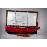 A scratch built model of a two masted fishing trawler, for restoration, 28" long, together with a