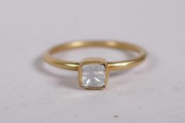 A silver gilt uncut diamond solitaire ring, approximate size 'O'