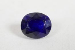 A 5.60ct blue sapphire, oval cushion cut, GJSPC certified, with certificate