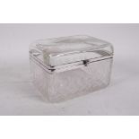 An early C20th hand cut lead crystal glass casket with WMF mounts, 6½" x 5" x 4"