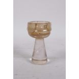 A carved crystal stem cup, A/F, faults, 4" high