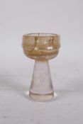 A carved crystal stem cup, A/F, faults, 4" high