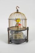 A brass birdcage automaton clock, 6½" high