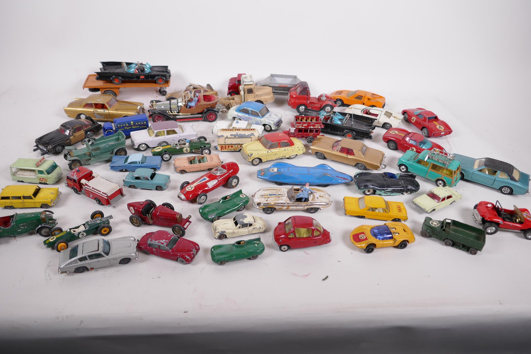 A quantity of vintage die cast model cars, Matchbox, Dinky, early Corgi, including Lesney, Jaguar