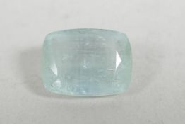 An 11.67ct natural aquamarine, cushion mixed cut, ITLGR certified, with certificate