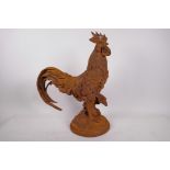 A cast iron garden figure of a rooster, 16½" high