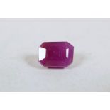 A 3.08ct ruby, rectangular step cut, ITLGR certified, with certificate