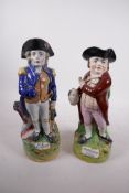A Staffordshire Toby jug 'Lord Nelson', 11" high, together with another jug 'Hearty Goodfellow'