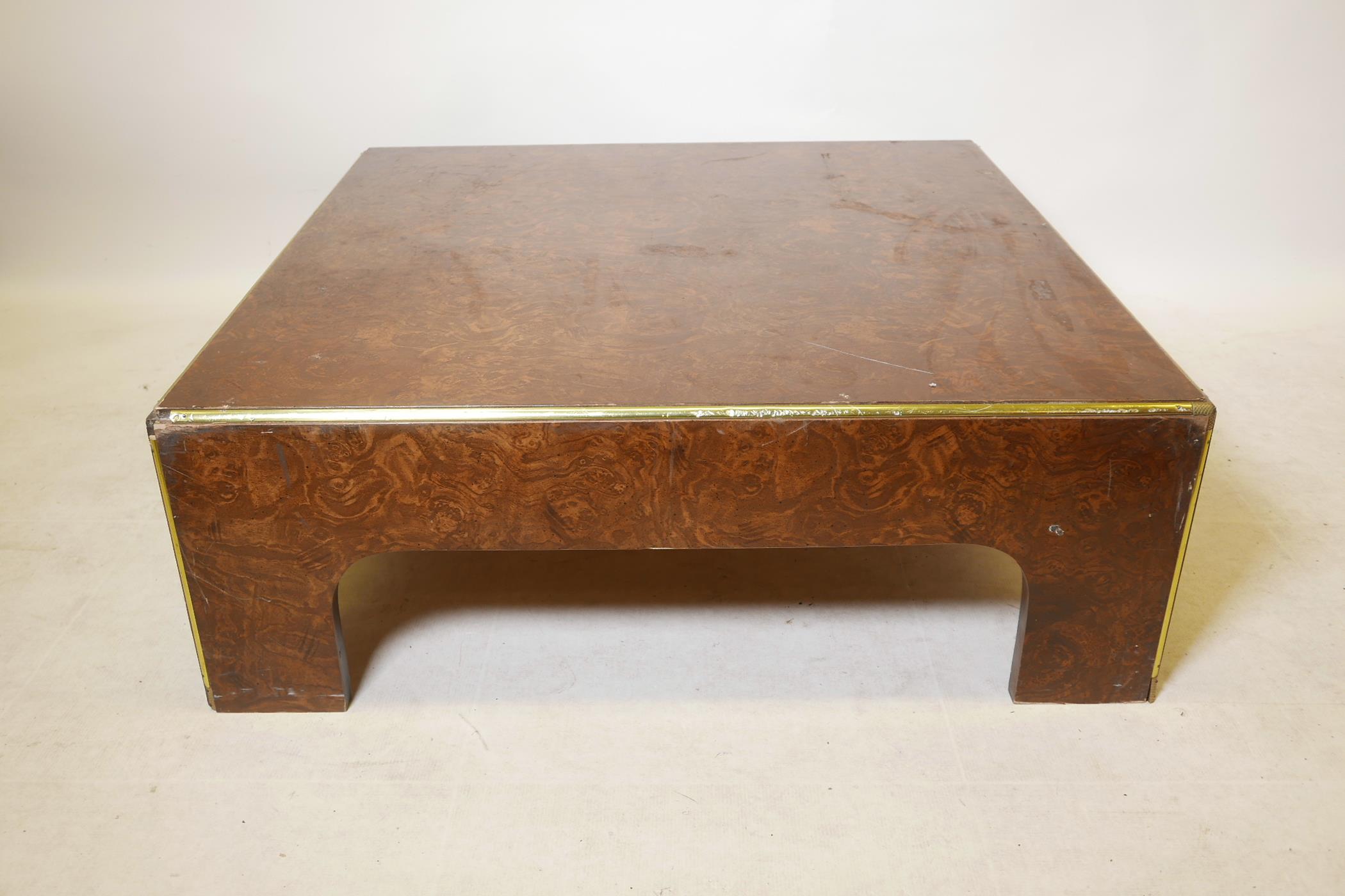 A burr wood table with brass mounts, A/F losses