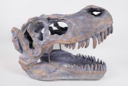 A model of a T-Rex skull, 15" long