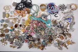 A box of good quality vintage costume jewellery