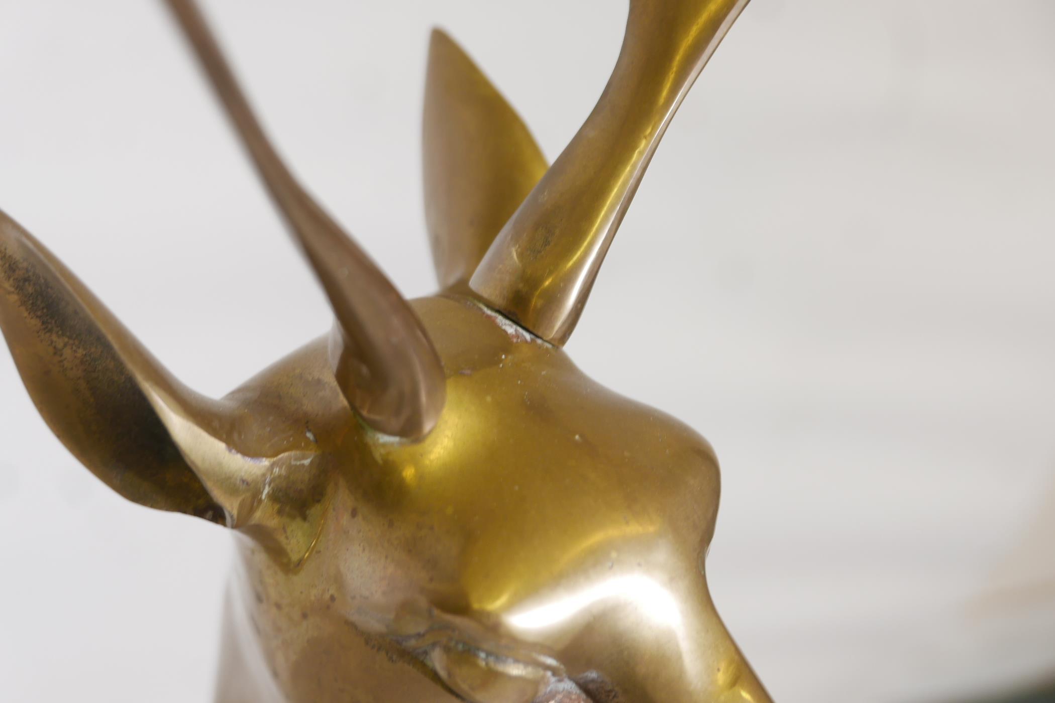 A hollow brass cast model of a buck and roe deer - Image 5 of 5