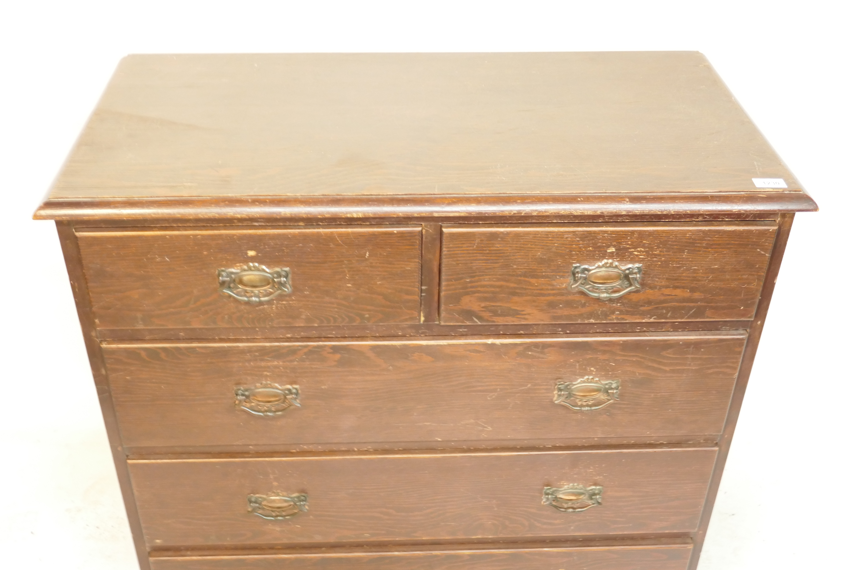 A Victorian pitch pine chest of two over three drawers, on a plinth base - Image 3 of 3