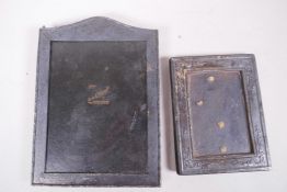 A hallmarked silver photo frame, aperture 3½" x 5½", together with an Indian silver photo frame, 7½"