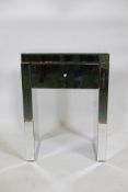 A contemporary mirrored glass single drawer side table, 20" x 13" x 26"