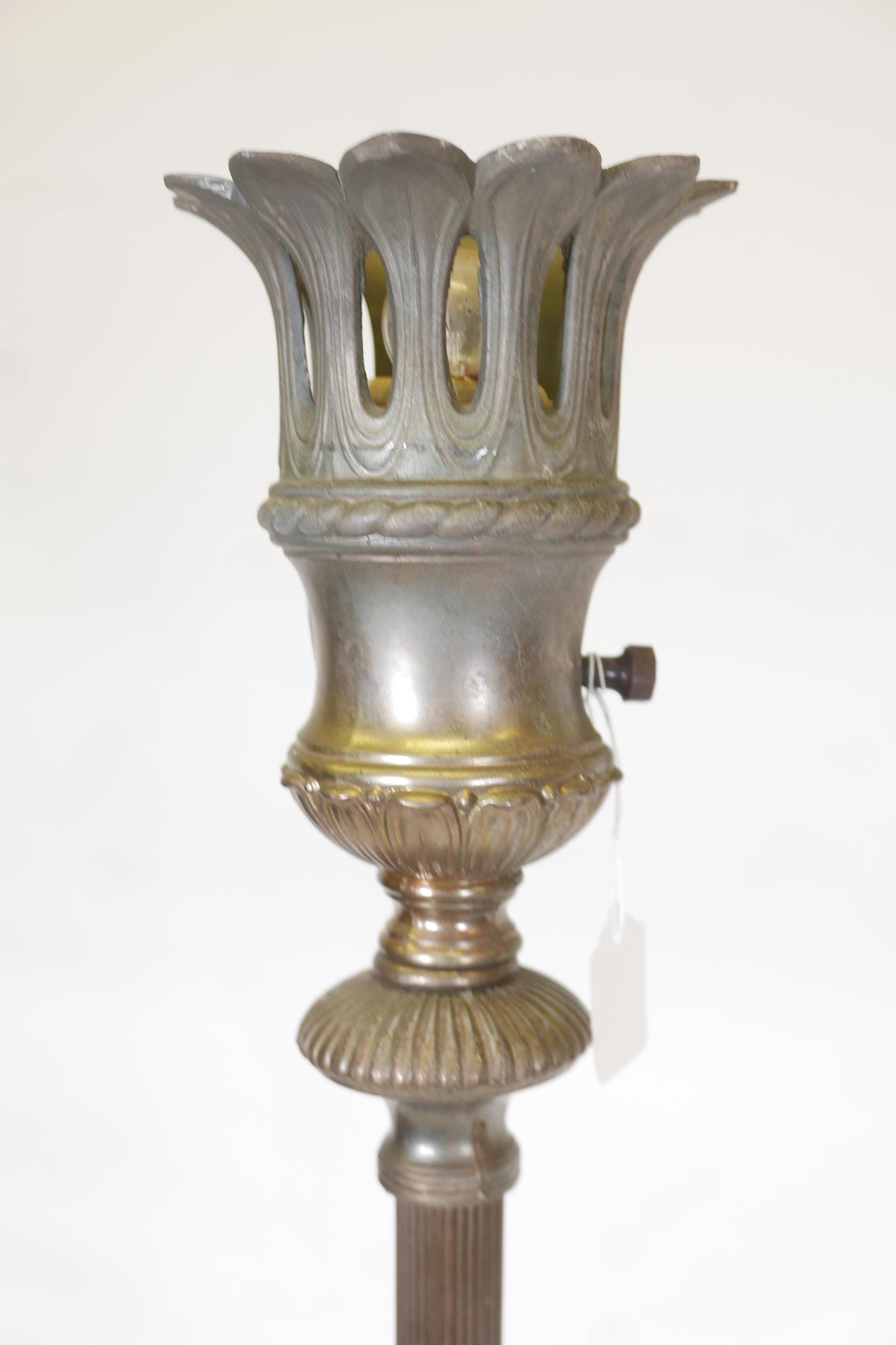 A brass floor lamp/uplighter, and another similar, 61" high - Image 3 of 3