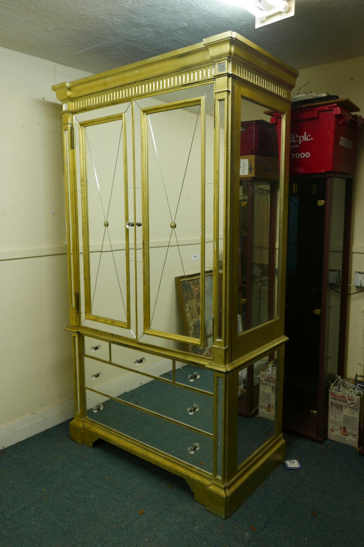 A mirror glass press cupboard, 50" x 26" x 87" high - Image 5 of 5