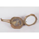 A brass cased sighting compass, 3" diameter