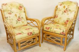 A pair of bamboo conservatory chairs