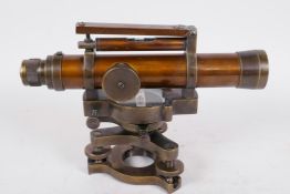 A replica brass sextant telescope on swivel mount, 8" long