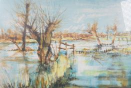 Letellier, lithograph, winter wetlands scene, pencil signed and titled, authentication label