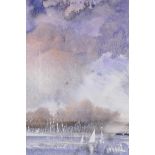 Ben Manchipp, moody seascape watercolour, initialled in pencil, together wirth a Ben Manchipp print,