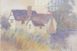 Mrs J. Hammond Turner, a remote rural cottage, titled verso 'Will Lott's Cottage Flatford Mill',