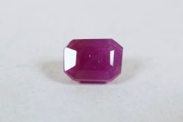 A 3.08ct ruby, rectangular step cut, ITLGR certified, with certificate