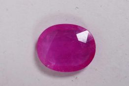 A 4.58ct ruby gemstone, oval cut, with IDT gem testing report