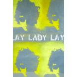 Spray Paint on paper stencil artwork of Bob Dylan, stencilled DEFY to lower left and attributed to