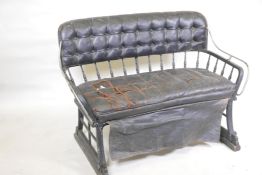 A 'Surrey' horse carriage seat, with buttoned back and cushion, 42" wide, 31" high