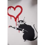 Banksy, 'Love rat', limited edition print by the West Country Prince, 68/500, with stamps verso,